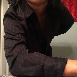 Black button down shirt.